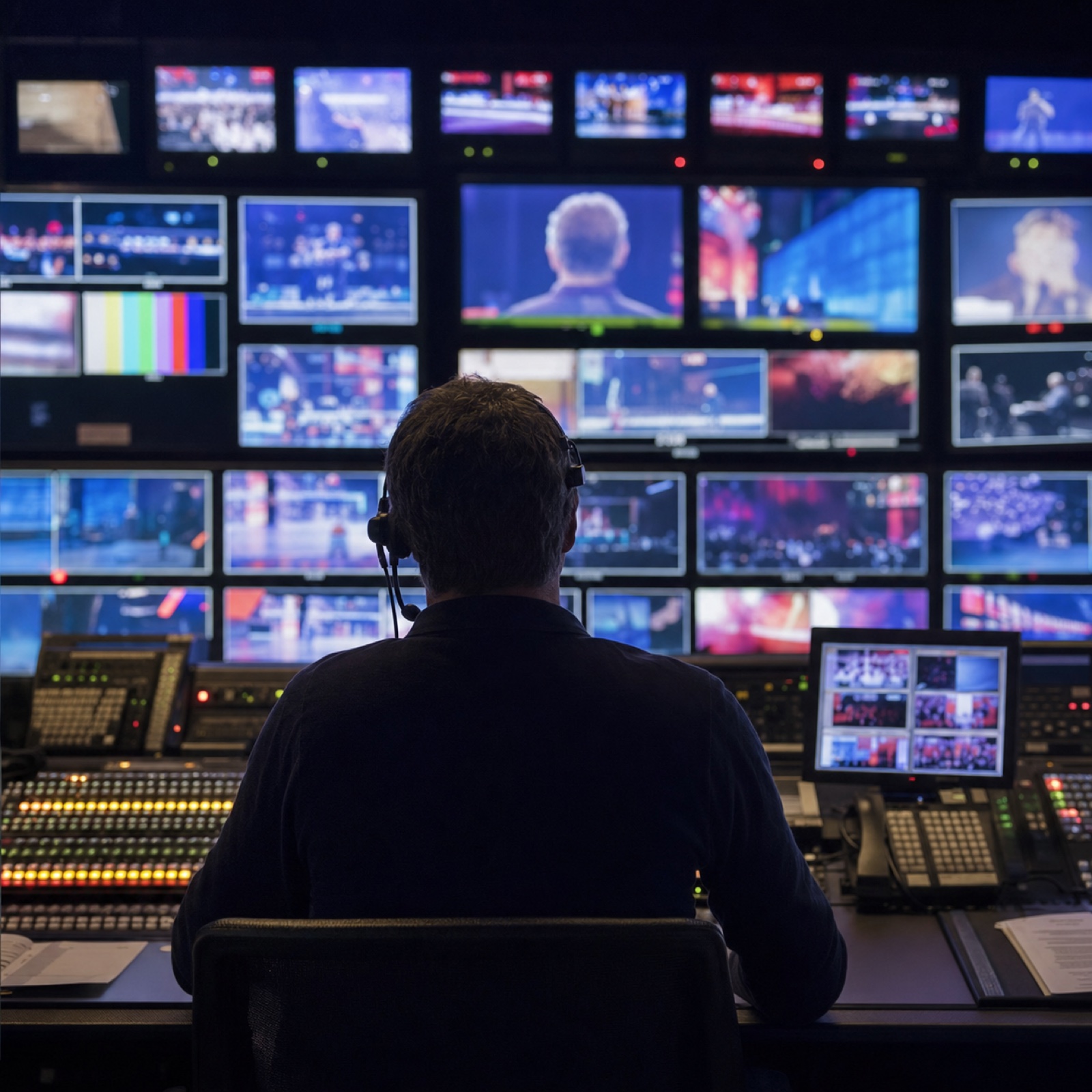 Kevin Gandy directing at a broadcast multiview wall